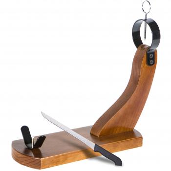 Jamonprive Soporte Jamonero Lacado Nogal y Gomas Antideslizantes - Jamonera Ideal para Jamón Serrano e Ibérico