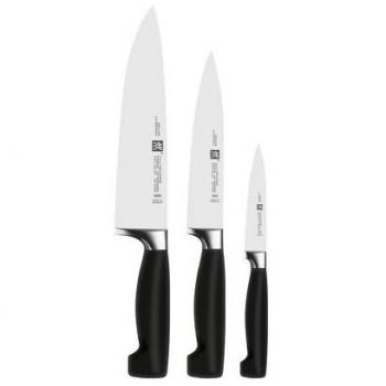 Zwilling Four Star 3-Piece Knife Set, Includes Chef's Knife, Utility Slicing Knife, and Paring Knife, Stainless Steel/Plastic Handle