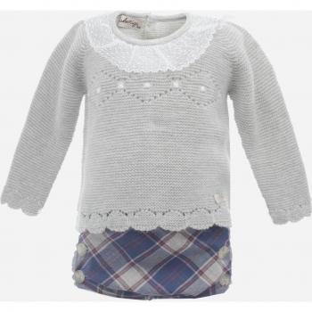 Conjunto de bebé niña con botones en gris