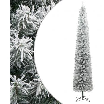 vidaXL Slim Christmas Tree with Stand and Flocked Snow 270 cm PVC