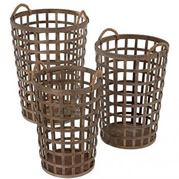 Juego de Cestos de Bambú Natural 41 x 41 x 56 cm - Pack de 3 Piezas