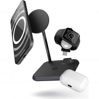 Cargador Inalámbrico Magnético 4 en 1 con Soporte para Reloj - 18W USB-C, Compatible con iPhone y Apple Watch
