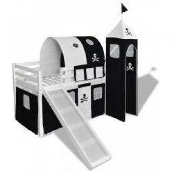 vidaXL Cama alta en forma de fortaleza piratas, con tobogán y escalera