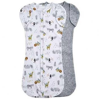 Saco de Dormir Vestible Aden + Anais Essentials Easy Snug para Recién Nacidos - Pack de 2 Savannah Spots, Brazo Libre 0-3 Meses
