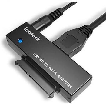 Inateck USB 3.0 a SATA Adaptador Convertidor para 2.5/3.5 Pulgadas Disco Duro HDD SSD con 12V/2A Fuente de Alimentación, Cable sata USB 3.0, Negro