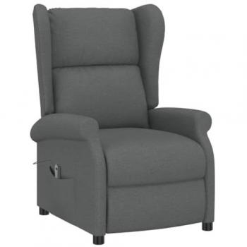 Sillón orejero reclinable eléctrico de tela gris oscuro con reposapiés ajustable y función de masaje
