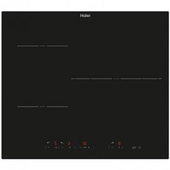 Placa de Inducción Haier HAI63DC, 3 Zonas, Zona Gigante de 32 cm, 9 Niveles de Potencia + Booster, Negro