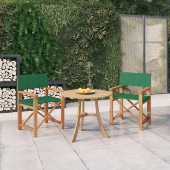 Sillas de director plegables de madera maciza de teca verde sólido (2 piezas)