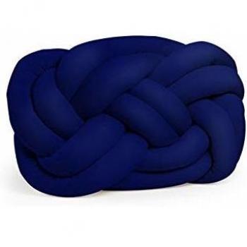 homemania cojín Decorativo Cloud Knot Trenzado Color Azul Indigo realizado A Mano, Suave, Decorativo, Multifuncional, DE Terciopelo.