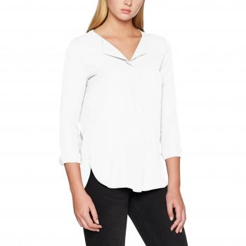 Vila Women's Long Sleeve V-Neck Buttoned Blouse, White, Size M