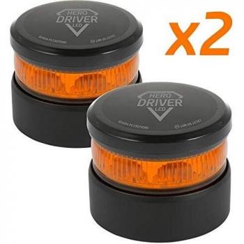 Hero Driver LED Luz Emergencia V16 Batería Litio Recargable Baliza Señalización DGT Homologada - 2 Unidades