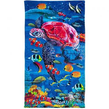 Toalla de playa estampada de terciopelo SUN & SURF