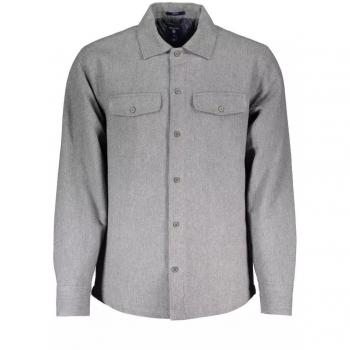 Gant Gray Cotton Shirt - S, Casual Shirts, Male, Gray, Size: S, Padded Cotton Shirt with Italian Collar