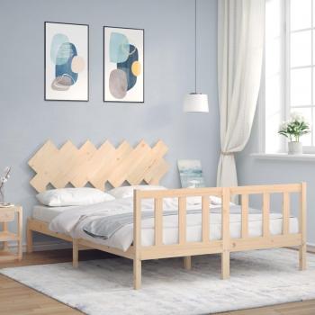 Cama sin colchón 140x190 cm en madera maciza de pino con cabecero marrón Vidaxl