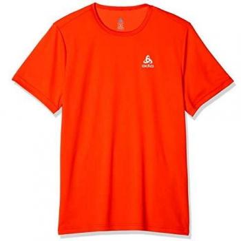 Odlo Camiseta para Hombre, Cuello Redondo, Color Rojo, Talla XL