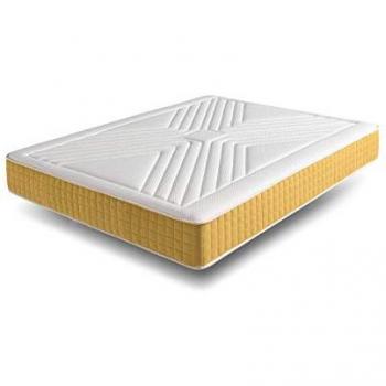 Colchón Viscoelástico Luxury Gold 90x190 cm - Altura 21 cm ±2 - Núcleo Bio Sense HR Resilence con Memoria Acolchada y Nanopartículas de Oro