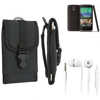 bolsa del cinturón / funda para HTC Desire 526G Dual SIM, negro + Auriculares | caja del teléfono cubierta protectora bolso - K-S-Trade