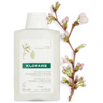 Klorane Almond Protective Shampoo 200 ml - Softness and tone shampoo, enriched with almond extract, gentle cleansing formula, suitable for all hair types, provides hydration and nourishment, protects hair from dryness
