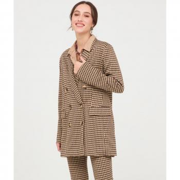 NKN Nekane - Blazer de mujer con estampado geométrico y bolsillos, color marrón
