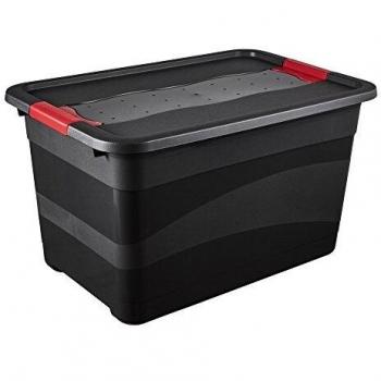 Caja de almacenamiento Keeeper Eckhart, 52 litros, grafito/rojo, con tapa y cierre a presión