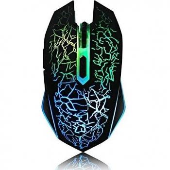 VersionTECH. Ratón Gaming con Cable hasta 2400 DPI Ratón Ergonómico Óptico para Juegos con 7 Colores Luz LED 6 Botón Gaming Mouse Wired para PC/Ordenadores Portátil/Mac