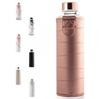 Equa Mismatch Glass Water Bottle with Faux Leather Sleeve - Bronze - 750 ml