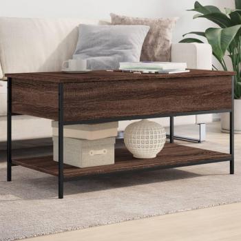 Mesa baja de centro de madera de ingeniería y metal marrón 100x50x50 cm