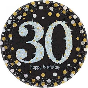 Amscan 551544 26 cm oro celebración 30 Prismatic Platos de papel