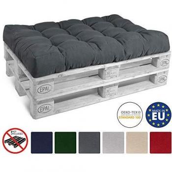 Cojín Acolchado para Sofá Palet Eco Style 120x80x15 cm Gris Grafito