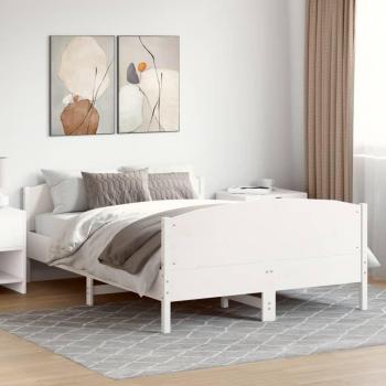 Cama solar sin colchón 120x200 cm madera maciza de pino blanca con cabecero