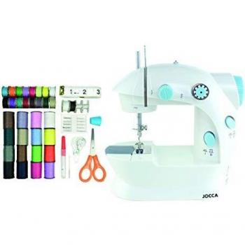 Jocca - Máquina de coser portátil con Kit de Costura de 48 Accesorios | Máquina de coser pequeña | Fácil de usar | Doble puntada | Pies antideslizantes | Puntada de refuerzo