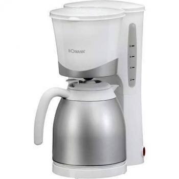 Bomann KA 168 - Cafetera eléctrica de goteo automática con jarra termo, máquina café de filtro capacidad 8 a 10 tazas, 1 litro, función de mantenedora calor, 870 W, color blanca
