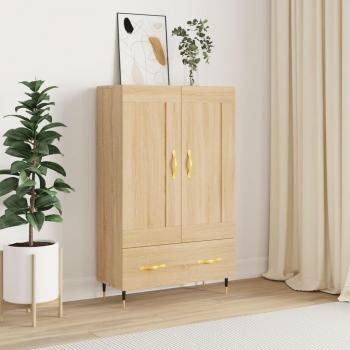Aparador alto de madera de ingeniería 69,5x31x115 cm en color roble Sonoma, mueble de almacenaje para salón, buffet, armario auxiliar y armario de almacenamiento