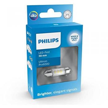 Philips Bombilla LED Festoon Ultinon Pro6000 38mm, 1 ud, 12 V, 6000 K, foco de señalización para automóvil (C5W)