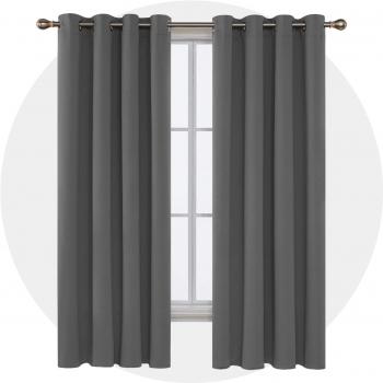 Deconovo Opaca Cortina Térmica Aislante y Ruido Reducción con Ojales 2 Piezas 117 x 183 cm Gris Claro