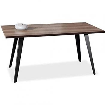 Branch, Mesa Fija de Comedor, Salon o Cocina, Acabado en Nogal y Negro, Medidas: 160 cm