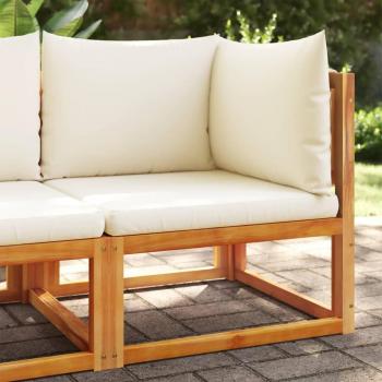 Sofá de jardín angular con almohadas de madera maciza de Acacia Vidaxl Marrón
