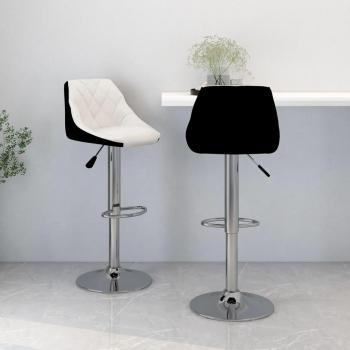 Taburetes de Bar de 2 PC en cuero sintético blanco y negro