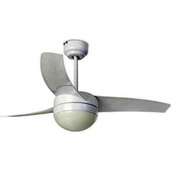 Faro Barcelona 33415 - EASY Ventilador de techo con luz, 15W, acero, palas de abs y difusor de cristal opal, color blanco