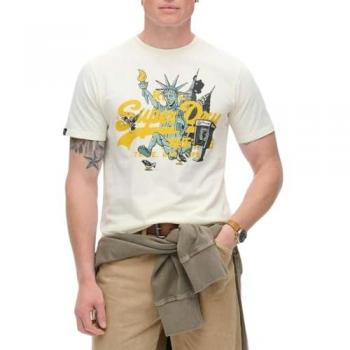 Camiseta gráfica New York para hombre Superdry, blanca, algodón, manga corta, talla S