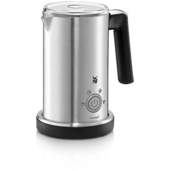 WMF Lineo - Espumador de leche 450 W revestimiento interior antiadherente y base inalámbrica, capacidad de 250 ml, acabados de acero inoxidable de Cromargan mate con boquilla antigoteo