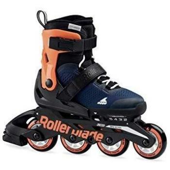 Patines en Línea Microblade para Niños Unisex - Azul Noche/Naranja - Talla 17 ½