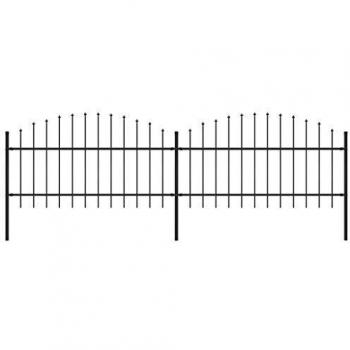 Black Steel Garden Fence with Spear Points (1-1.25)x3.4m