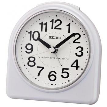 Despertador Radio Controlado Seiko Clocks QHR204W con pantalla LCD, función de alarma, ajuste automático de hora y fecha, luz nocturna y diseño moderno