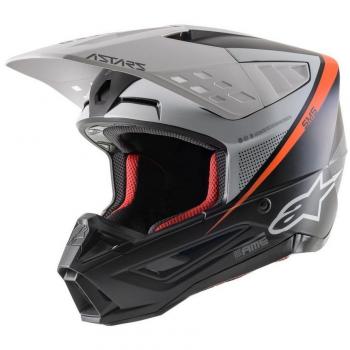Casco Alpinestars S-M5 Rayon de Motocross - Supertech M5 Negro/Blanco/Naranja, características: diseño aerodinámico, sistema de ventilación avanzado, interior desmontable y lavable, peso ligero,