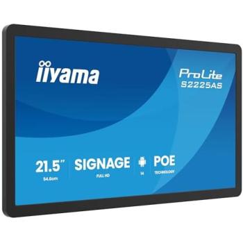 Pantalla de señalización digital IIYAMA ProLite S2225AS-B1P 54,6 cm (21,5) LCD Wi-Fi 500 cd/m² Full HD Procesador Android 24/7