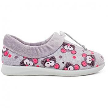 Zapatillas de Casa Babuchas Ajustables para Niños con Diseño de Ratones en Color Gris y Rosa Talla 26