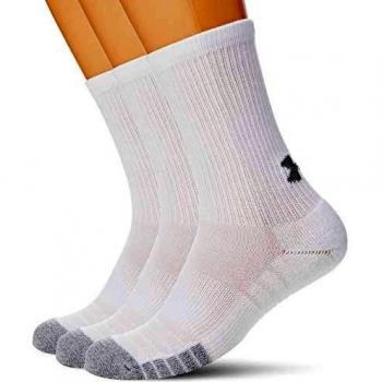 Medias Deportivas Unisex Under Armour HeatGear Crew 3 Paquetes Blanco y Gris