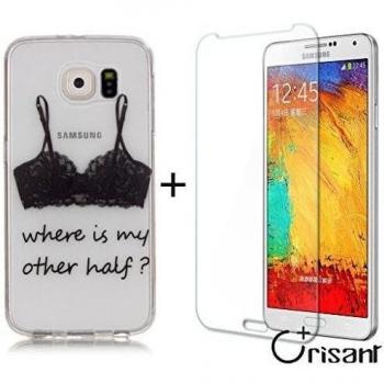 case cover para Samsung Galaxy S6 G9200,Crisant donde no es mi otra mitad Diseño Protección suave Transparente TPU Gel silicona Teléfono Celular Back funda Carcasa para Samsung Galaxy S6 G9200 + UN Vidrio Templado Protector de Pantalla Film