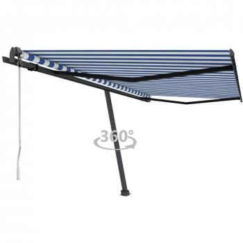 Cortina Retráctil Automática con Poste 450x350 cm, Color Naranja Marrón, Toldo de Pie Automático Resistente al Agua y Rayos UV para Balcón Jardín Terraza